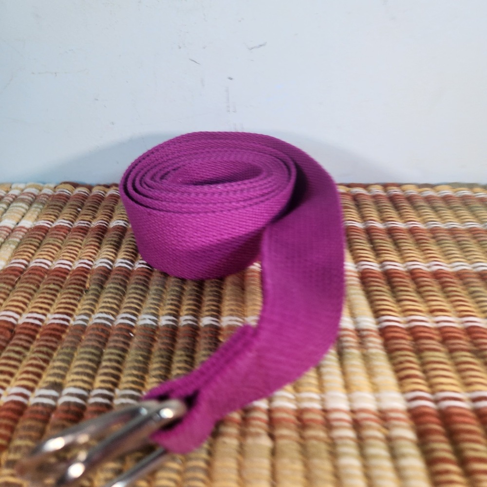 Purple Yoga Stretch Strap Belt w/ Metal D-Rings – Adjustable Yoga Aid for...